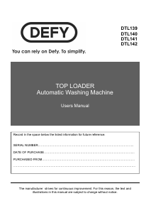 Handleiding Defy DTL 142 Wasmachine