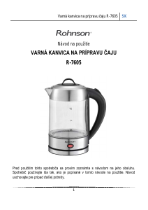 Návod Rohnson R-7605 Kanvica