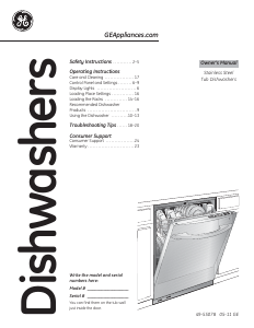 Manual GE CDWT280VSS Dishwasher