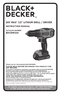 Manual Black and Decker BDCDHP220SB-2 Drill-Driver