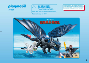 Mode d’emploi Playmobil set 70037 Dragons Krokmou et Harold avec un bébé dragon