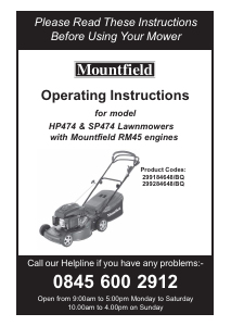 Handleiding Mountfield SP474 Grasmaaier