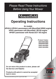 Manual Mountfield HP45 Lawn Mower