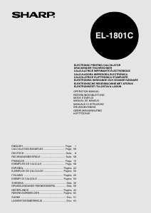 Manual Sharp EL-1801C Printing Calculator
