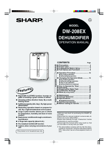 Manual Sharp DW-208EX Dehumidifier