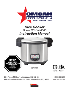 Manual Omcan CE-CN-0005 Rice Cooker