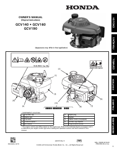 Handleiding Honda GCV140 Aandrijfmotor