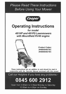 Manual Cooper 481HP Lawn Mower