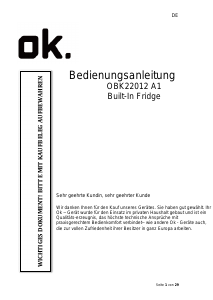 Bedienungsanleitung OK OBK 22012 A1 Kühlschrank
