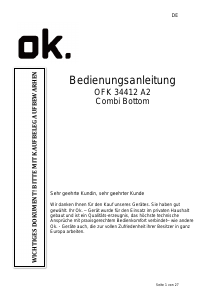 Bedienungsanleitung OK OFK 34412 A2 Kühl-gefrierkombination