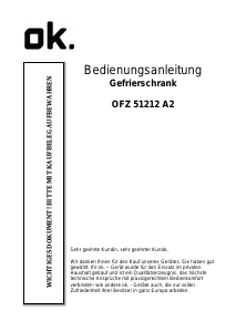 Bedienungsanleitung OK OFZ 51212 A2 Gefrierschrank