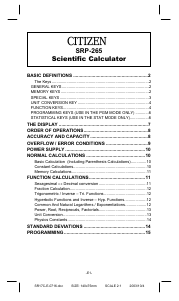 Manual Citizen SRP-265 Calculator