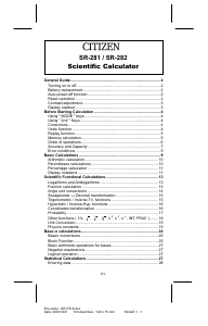 Manual Citizen SR-282 Calculator