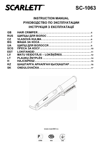 Manuál Scarlett SC-1063 Vlasová kulma