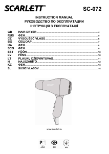 Manuál Scarlett SC-072 Vlasový vysoušeč