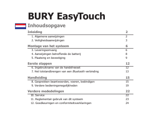 Handleiding BURY EasyTouch Carkit