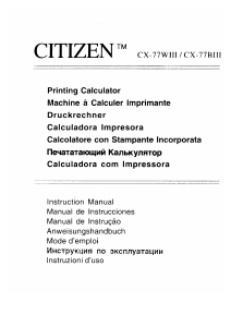 Manual Citizen CX-77WIII Calculadora de impressão