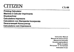 Handleiding Citizen CX-88 Rekenmachine met telrol