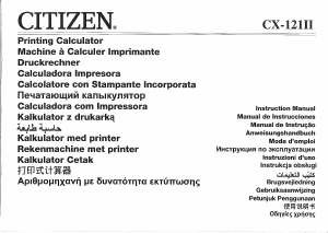 Manual Citizen CX-121II Printing Calculator