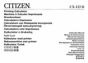 Manual Citizen CX-123II Printing Calculator