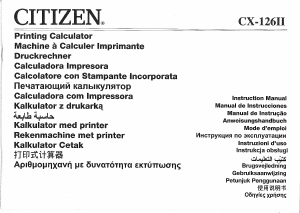 Manual Citizen CX-126II Printing Calculator