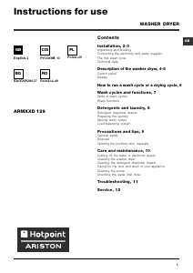 Instrukcja Hotpoint-Ariston ARMXXD 129 (EU) Pralko-suszarka