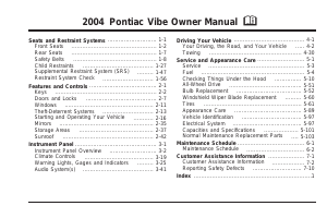 Bruksanvisning Pontiac Vibe (2004)