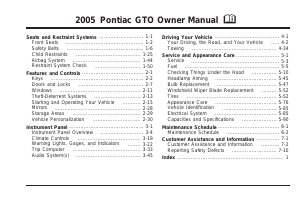 Bruksanvisning Pontiac GTO (2005)