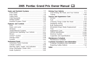 Bruksanvisning Pontiac Grand Prix (2005)