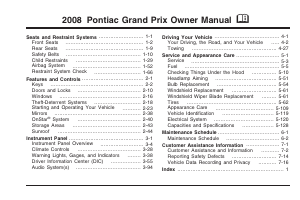 Bruksanvisning Pontiac Grand Prix (2008)