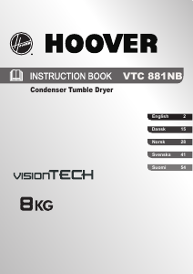Käyttöohje Hoover VTC 881NB-S Kuivausrumpu