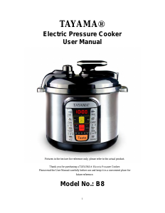 Manual Tayama B8 Pressure Cooker