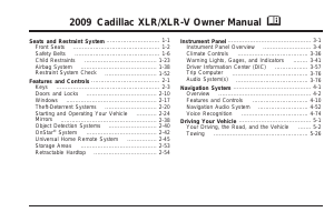 Manual Cadillac XLR-V (2009)