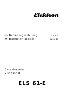 Manual Elektron ELS61-E Dishwasher