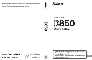 Manual Nikon D850 Digital Camera