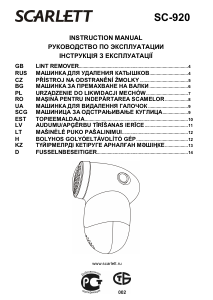 Manual Scarlett SC-920 Aparat de curăţat scame