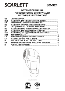 Manual Scarlett SC-921 Aparat de curăţat scame