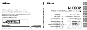 Mode d’emploi Nikon Nikkor AF-S DX 18-200mm f/3.5-5.6G ED VR II Objectif