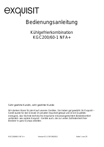 Bedienungsanleitung Exquisit KGC 200/60-1NFA+ Kühl-gefrierkombination