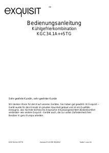 Bedienungsanleitung Exquisit KGC 34.1A++STG Kühl-gefrierkombination