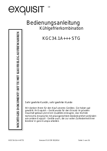 Bedienungsanleitung Exquisit KGC 34.1A+++STG Kühl-gefrierkombination