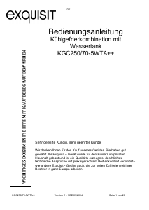 Bedienungsanleitung Exquisit KGC 250/70-5WTA++ Kühl-gefrierkombination