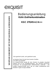 Bedienungsanleitung Exquisit KGC 270/45-4.3A++si Kühl-gefrierkombination