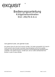 Bedienungsanleitung Exquisit KGC 291/70-4A++ rot Kühl-gefrierkombination