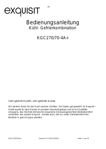 Bedienungsanleitung Exquisit KGC 270/70-4 A+ Kühl-gefrierkombination