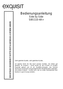 Bedienungsanleitung Exquisit SBS 110-4A+ Kühl-gefrierkombination