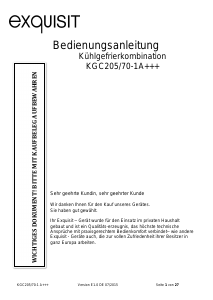 Bedienungsanleitung Exquisit KGC 205/70-1A+++ Kühl-gefrierkombination