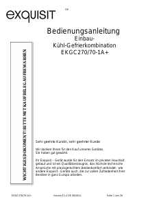 Bedienungsanleitung Exquisit EKGC 270/70-1A+ Kühl-gefrierkombination