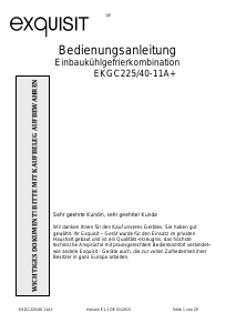 Bedienungsanleitung Exquisit EKGC 225/40-11A+ Kühl-gefrierkombination