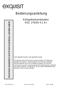 Bedienungsanleitung Exquisit KGC 270/45-4.1A+ si Kühl-gefrierkombination